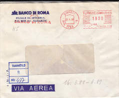 35662- AMOUNT 1800, SIRKECI, ADVERTISING, RED MACHINE STAMPS ON COVER, 1989, TURKEY - Covers & Documents