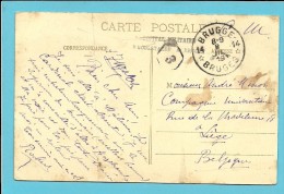 Kaart Met Postagentschapstempel (Agence) * BRUGGE 14 * Op 8/3/19 , Stempel HOPITAL MILITAIRE D'HOOGSTAEDE A BRUGES - Cartas & Documentos