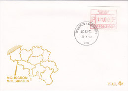 Belgien 1983 - Automatenmarken Ergänzungen Auf FDC - 25.04.1983 - Mouscron-Moeskroen 1 - Autres & Non Classés