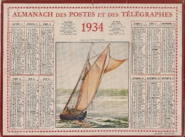 ALMANACH Des POSTES Et Des TÈLÈGRAPHES - 1934 -Carte Des CHEMINS De FER De FRANCE - Carte Du Departement Du NORD- 29 X22 - Big : 1921-40