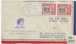 FIJI SUVA CC PRIMER VUELO TRANSPACIFIC AIR MAIL 1941 AL DORSO LLEGADA - Fiji (...-1970)