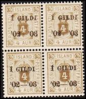 1902. Official. I GILDI. 4 Aur Grey. Perf. 12 3/4. 4-Block. (Michel: D11B) - JF191785 - Officials