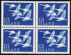 1956. Northern Countries Issue. Nordens Dag. Whooper Swans. 1,75 Kr. 4-Block. (Michel: 313) - JF191819 - Used Stamps