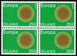 1970. Europa/CEPT. 25 Kr. 4-Block. (Michel: 443) - JF191839 - Used Stamps