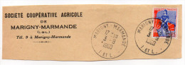 1960--cachet Manuel Rond  MARIGNY-MARMANDE-37- Du 3-9-1960 Sur Partie D´enveloppe Personnalisée Sté Coopérative Agricole - Handstempels