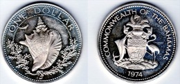 1560 - Commonwealth Of The Bahamas  1  Dollaro 1974  -  Silver  Proof Coin .SPL - Bahamas