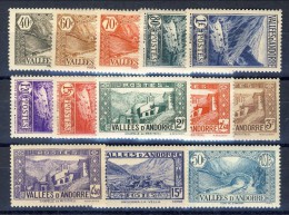 Andorra 1937-43 Lotto Di 13 Bolli Della Serie N. 61-92 MNH E MLH Catalogo € 24,30 - Neufs