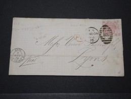 GRANDE BRETAGNE - Lettre De Londres Pour Lyon Avec N° 51 Perforé - Août 1873 - A Voir - P 16002 - Perfins