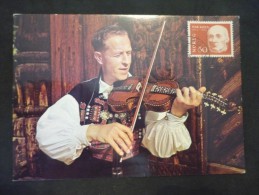 Carte Postale Sedesdal / Man In Natiional Costume Drom Sedestdal Playing The Harding Fiddle - Cartas & Documentos