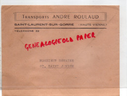 87 - ST SAINT LAURENT SUR GORRE - ENVELOPPE  TRANSPORTS ANDRE ROULAUD - 1966 - 1950 - ...