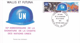 WALLIS Et FUTUNA 1995 @ Enveloppe Premier Jour FDC 50 Ans Charte Des NATIONS UNIES 1945 - Casque Bleu - FDC