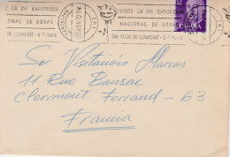 ESPAGNE  TIMBRE   N° 868A SUR LETTRE THEME   ROSES     XVI EXPOSITION NATIONALE  DE ROSES - Roses