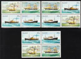 1991. Postships. 30 Kr. 4-Block. (Michel: 753-756) - JF191934 - Used Stamps