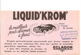 Buvard ECLADOR Liquid´krom Le Meilleur Pour Chromer à Froid Des Années 1960 Environ - Automobil