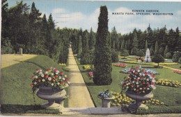 USA, Sunken Garden, Manito Park, Spokane, Washington, Used Linen Postcard [16427] - Spokane