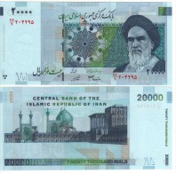 IRAN  20'000  Rials  Smaller  Khomeini Portrait   P148b   " Back As P147  "       UNC - Iran