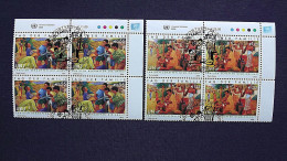 UNO-Wien 465/6 Oo/FDC-cancelled Eckrandviererblock ´B´, Internationaler Tag Der Familie - Used Stamps
