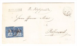 Heimat ZH SCHLIEREN Langstempel Auf Waagrechtes Paar 10Rp. Strubel Brief Hülle (19.11.1861) Nach Rifferswil - Storia Postale