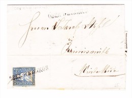 Heimat ZH OBERWETZIKON Stabstempel Mit 10Rp Strubel Auf Brief  26.3.1860 Nach Winterthur - Storia Postale