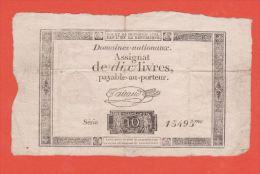 ASSIGNAT - 10 Livres Du 24 Octobre 1792 - Filigrane Faisceau Revolution - Assignats