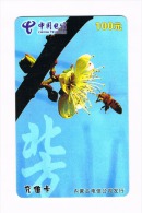 CINA (CHINA)  - CHINA TELECOM (REMOTE) -  FLOWER WITH BEE  - MINT   -  RIF. 8980 - Honingbijen