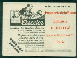 Buvard 'Corector' Repiqué Papeterie De La Poste, état Neuf. Librairie 8 Rue Clément Marot Paris - Stationeries (flat Articles)