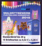 Deutschland Biberpost MH 'Kindermalwettbewerb, Eule U. Giraffe' / Germany Booklet 'Child Art, Owl & Giraffe' **/MNH 2015 - Private & Local Mails