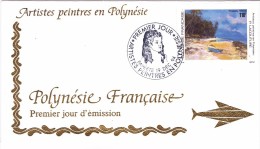 POLYNESIE FRANCAISE 1994 @ Enveloppe Premier Jour FDC Artistes Peintres En Polynésie P. Lacouture - Barque Plage - FDC