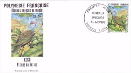 POLYNESIE FRANCAISE 1995 @ Enveloppe Premier Jour FDC Oiseau Unique Au Monde Koko Ptilope De Hutton - Tahiti Papeete - FDC