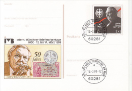 35962- LUDWIG ERHARD, CURRENCY, MUNCHEN EXHIBITION, POSTCARD STATIONERY, 1998, GERMANY - Illustrated Postcards - Used