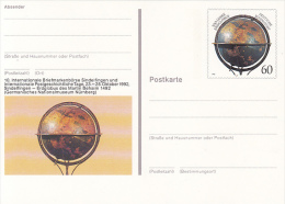 35963- EARTH GLOBE, SINDELFINGEN PHILATELIC EXHIBITION, POSTCARD STATIONERY, 1992, GERMANY - Cartes Postales Illustrées - Oblitérées