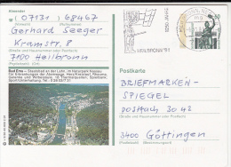 35976- BAVARIA STATUE, BAD EMS TOWN, POSTCARD STATIONERY, 1991, GERMANY - Geïllustreerde Postkaarten - Gebruikt