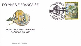 POLYNESIE FRANCAISE 1996 @ Enveloppe Premier Jour FDC Année Du RAT Horoscope Chinois - Tahiti Papeete - FDC