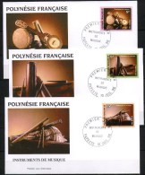 Polynésie Française - FDC - 1996 - Yvert N° 513 à 515  - Instruments De Musique - FDC