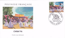 POLYNESIE FRANCAISE 1996 @ Enveloppe Premier Jour FDC China 96 - Danse - Tahiti Papeete - FDC