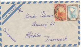 Argentina Air Mail Cover Sent To Denmark 1955 (the MAP Stamp Damaged) - Poste Aérienne