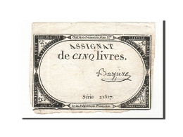 Billet, France, 5 Livres, 1793, 1793-10-31, Baziere, TTB, KM:A76, Lafaurie:171 - Assignats