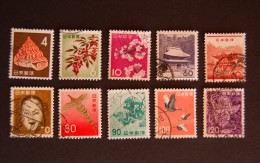 Japan -1961-1965 Flora, Fauna & Local Motifs - 10 Stamps - Used Stamps