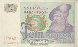 Schweden Pick-Nr: 51d (1979) Bankfrisch 1979 5 Kronor - Zweden