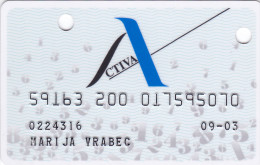 Slovenia Credit Card ACTIVA Banka Koper - Tarjetas De Crédito (caducidad Min 10 Años)