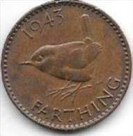 *great Britain Farthing 1943  Km 843    Xf - B. 1 Farthing