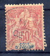 IVORY COAST 1892 50 C.  Used.  Yv. 11 - Usati