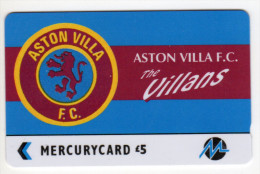 ROYAUME UNI MERCURYCARD TELECARTE SPORT FOOT ASTON VILLA F.C - Sport