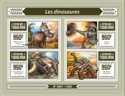 Togo 2015, Dinosaurus III, Fossils, 4val In BF - Fossilien