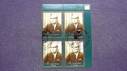 UNO-Wien 587 Oo/FDC-cancelled Eckrandviererblock ´B´, Sithu U Thant (1909-1974), UNO-Generalsekretär - Used Stamps