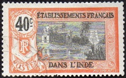 Inde Obl. N°  36 - Temple Près De PONDICHERY 40c Rouge-orange Et Noir - Gebraucht