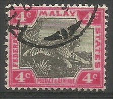 Federated Malay States - 1901 Tiger (Crown CA W/mark) 4c Used  Sc 20a - Federated Malay States