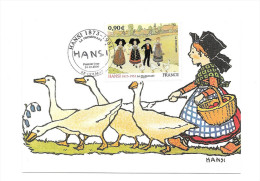 CARTE MAXIMUM HANSI OIE ALSACIENNE LA PROMENADE SUR CARTE HANSI - Geese