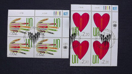 UNO-Wien 766/7 Oo/FDC-cancelled Eckrandviererblock ´B´, Freimarken - Used Stamps