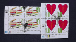 UNO-Wien 766/7 Oo/FDC-cancelled Eckrandviererblock ´C´, Freimarken - Used Stamps